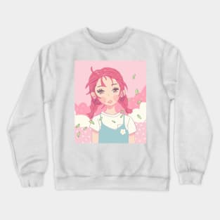 Kawaii Anime Pink Hair Girl Crewneck Sweatshirt